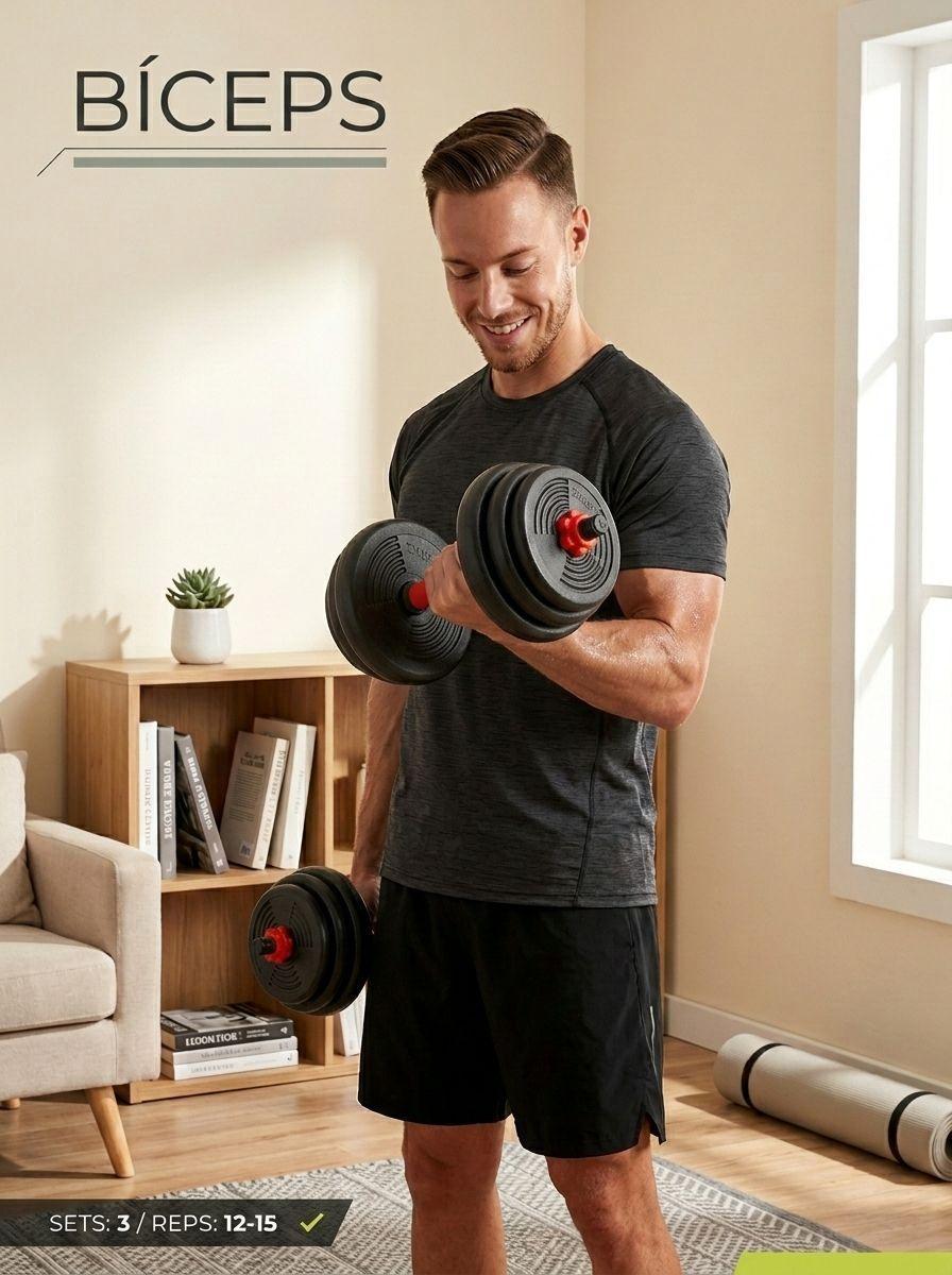 Set Mancuernas 10 kg Ajustable con Union Barra-1