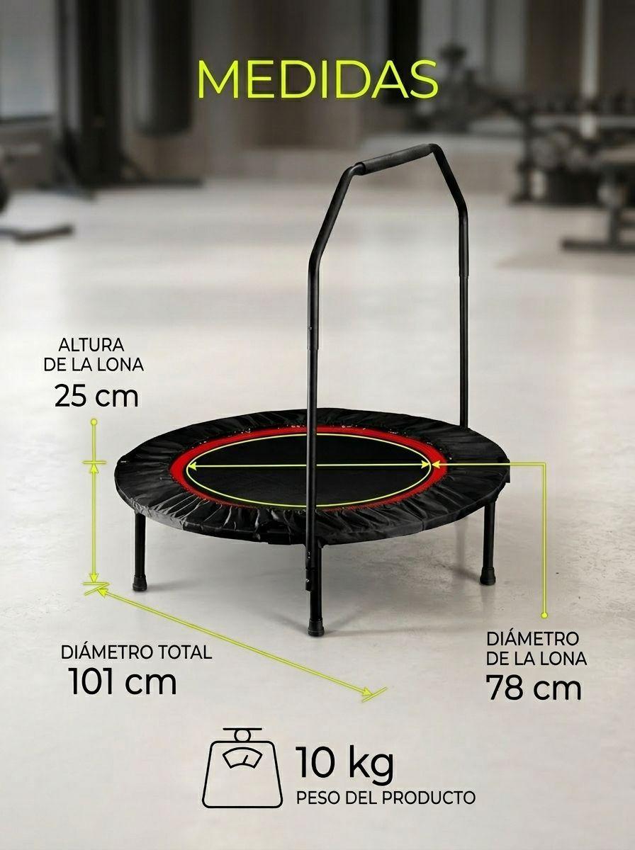 Trampolin Fitness Power Jump 100 cm con Soporte y Cobertor 42 Cuerdas 150 kg Barra Ajustable-3