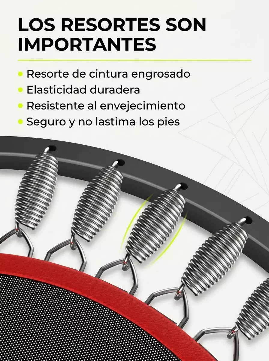 Trampolin Fitness Power Jump 100 cm con Soporte y Cobertor 42 Cuerdas 150 kg Barra Ajustable-5