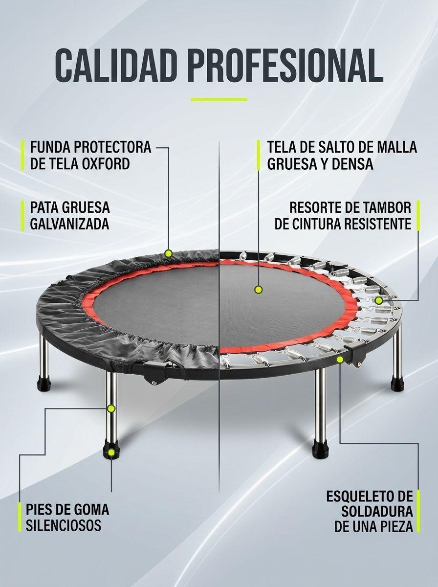 Trampolin Fitness Power Jump 100 cm con Soporte y Cobertor 42 Cuerdas 150 kg Barra Ajustable-6