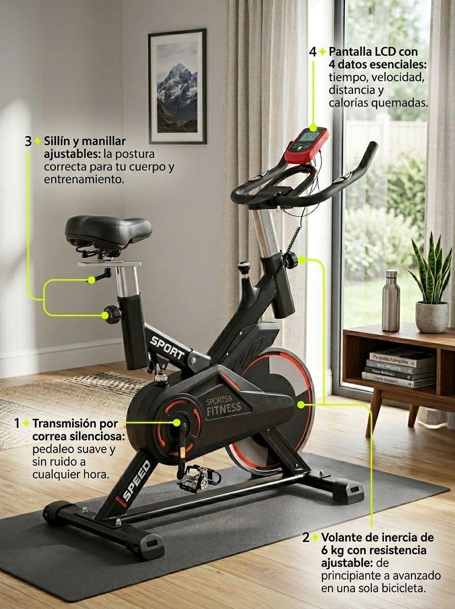 Bicicleta Spinning Profesional Q4 con Monitor Digital-3