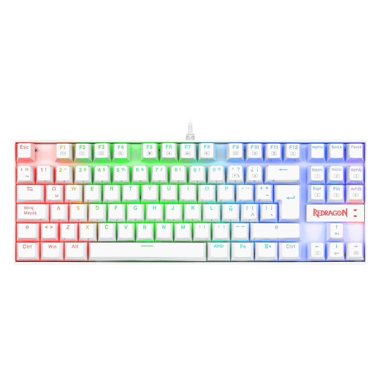 Teclado Gamer Redragon Kumara K552 RGB, TKL, Switch Red, Español, White-2
