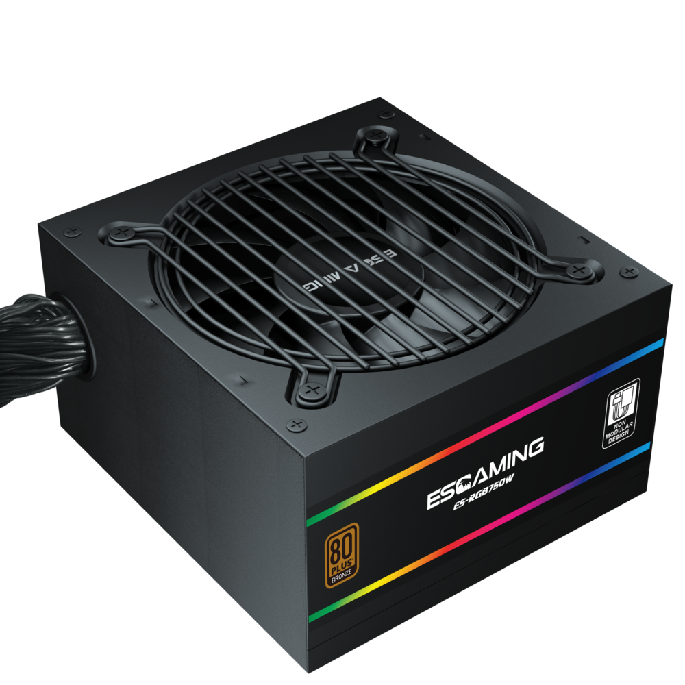 Fuente de Poder Esgaming ES RGB750W Cables Fijos Certificada 80 PLUS Bronze ATX-5