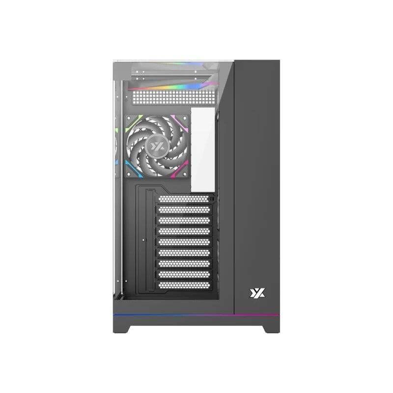 Gabinete Gamer XYZ Tesseract, Vidrio Panorámico 3D, Doble Cámara, 4x Fans ARGB, ATX, Black-2