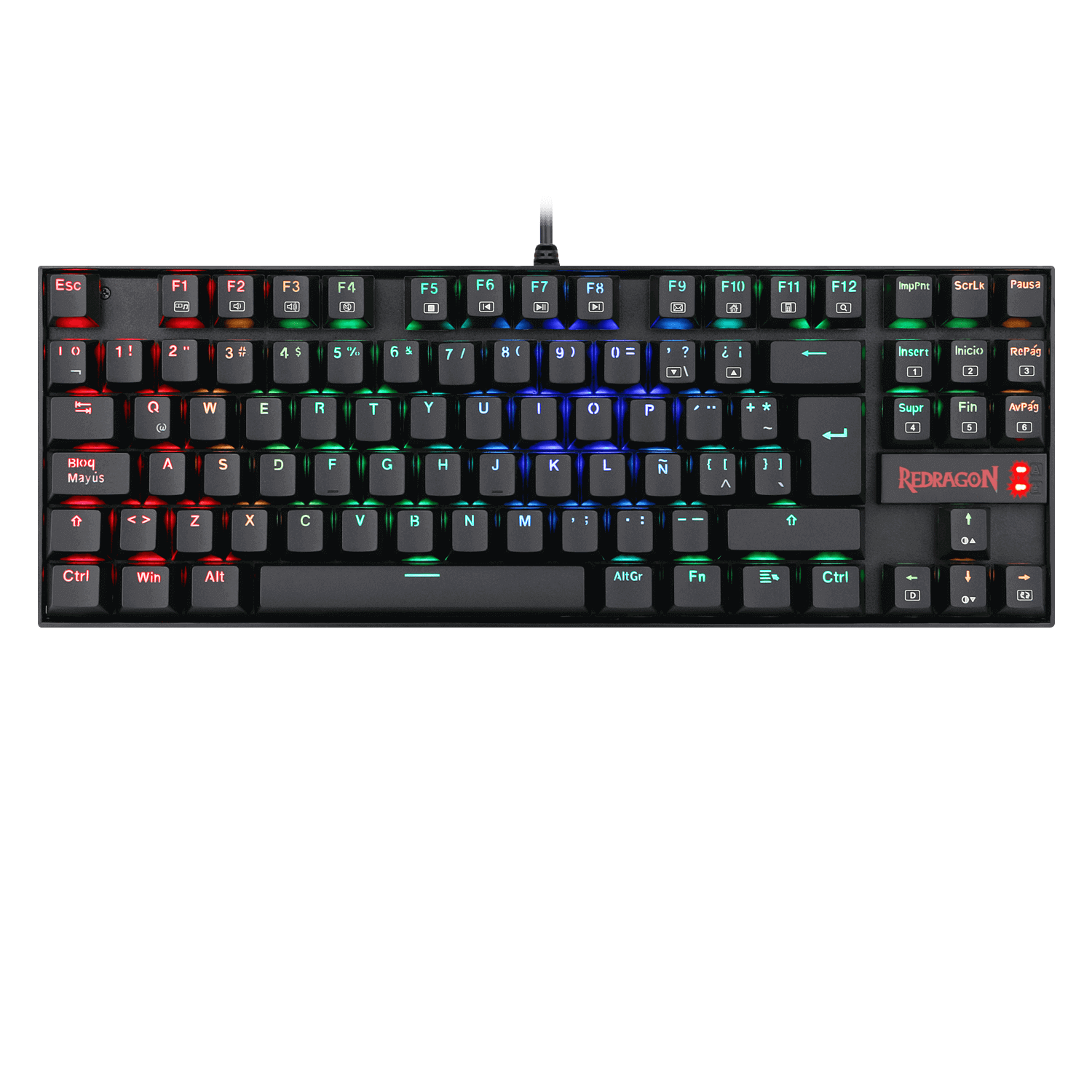 Teclado Gamer Redragon Kumara K552 RGB, Mecanico, Blue Switch, Español, Color Negro-0