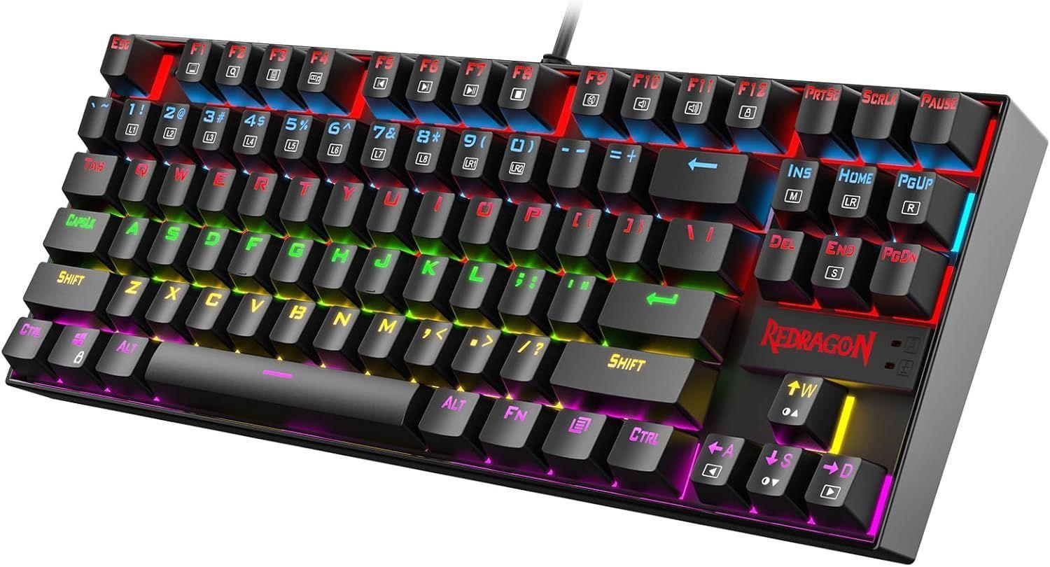 Teclado Gamer Redragon Kumara K552 RGB, Mecanico, Blue Switch, Español, Color Negro-1