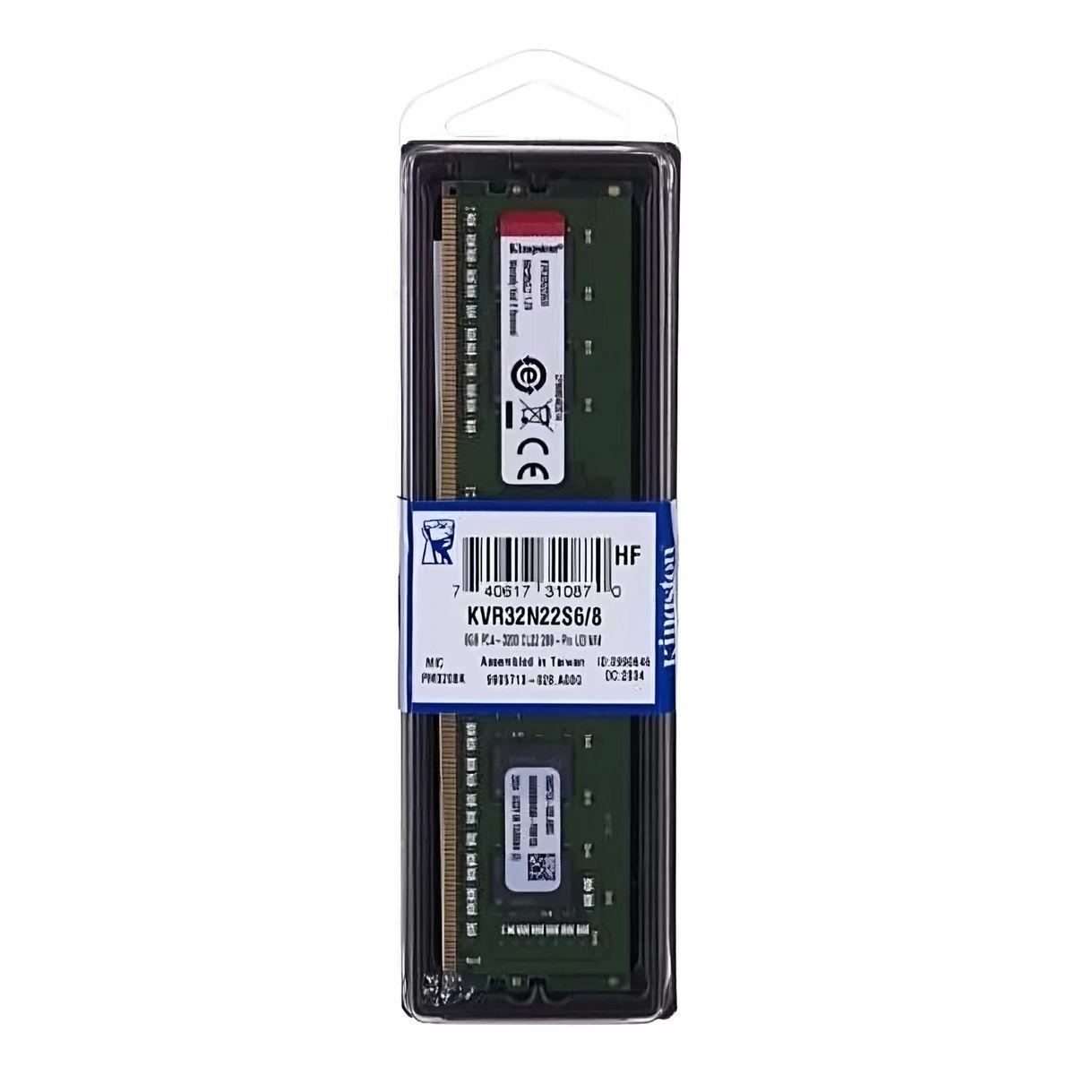 Memoria RAM DDR4 8GB 3200MHz Kingston DIMM, Unbuffered, Non-ECC, CL22, 1.2V-2