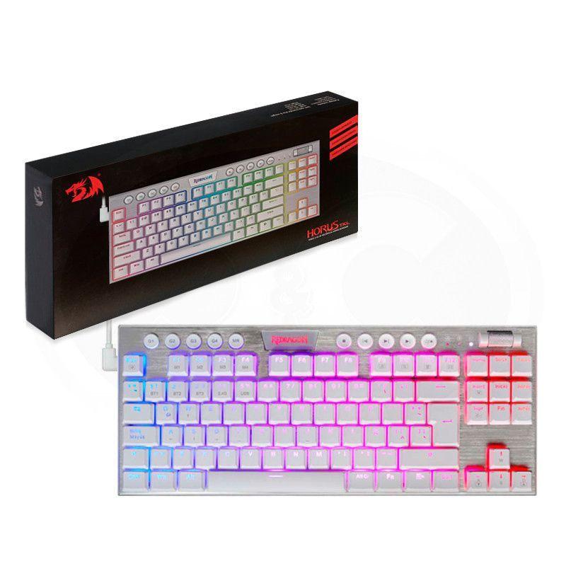 Teclado Gamer Redragon HORUS K622 TKL, Cableado, Español, Red Switch, Color Blanco-0