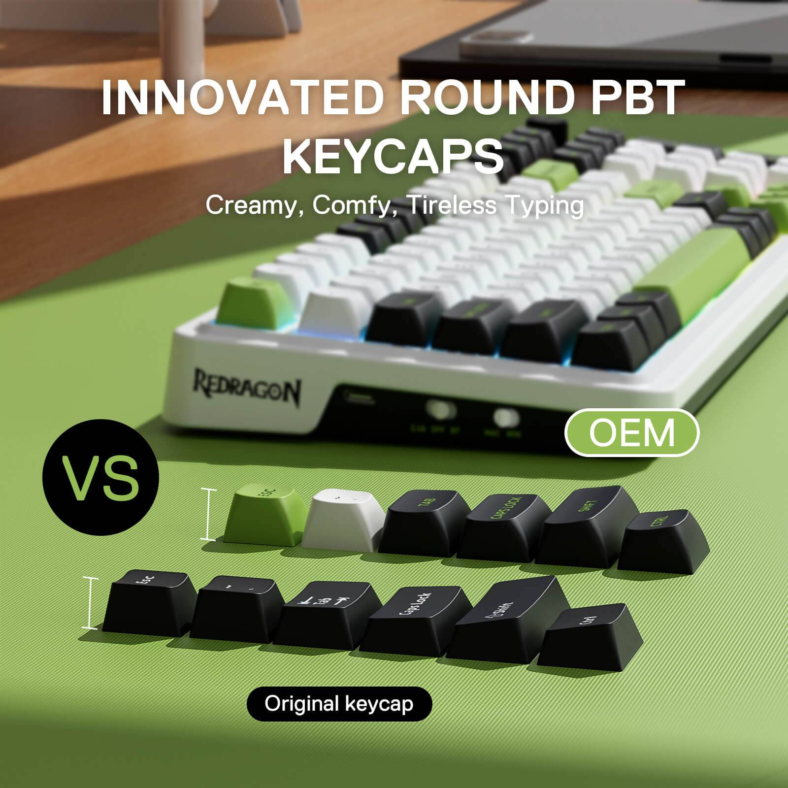 Teclado Mecánico Gamer Redragon Eisa K686, Switches Mint Mambo, 96%, White/Black/Green, Inglés-3