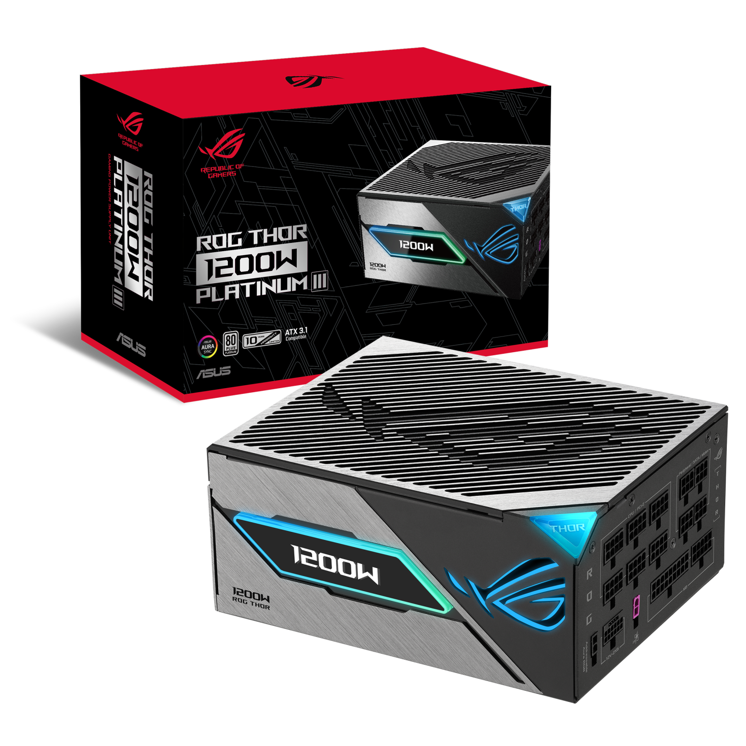 Fuente de Poder ASUS ROG Thor 1200W Platinum III, Pantalla OLED, Full Modular, ATX 3.1, Aura Sync-0