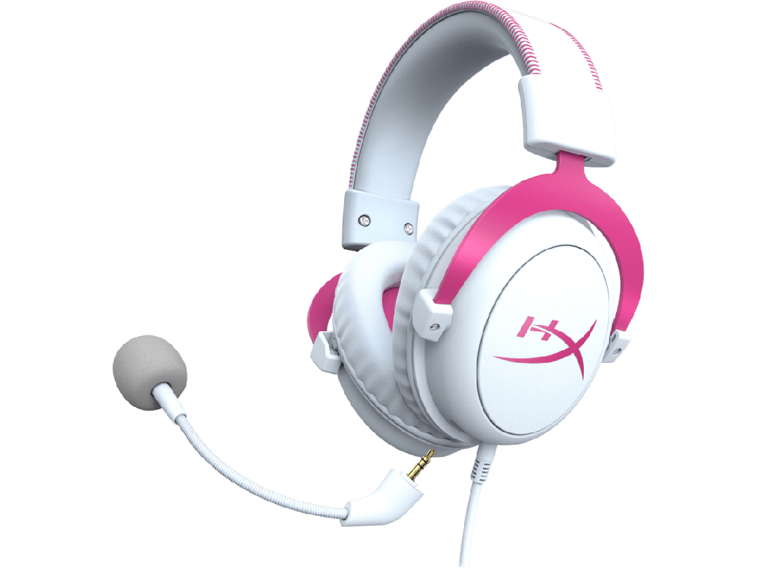 Audífonos con Micrófono Gamer HyperX Cloud II, Sonido 7.1, Over-Ear, USB, Blanco con Rosa-0