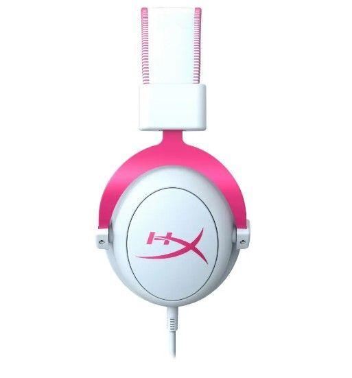 Audífonos con Micrófono Gamer HyperX Cloud II, Sonido 7.1, Over-Ear, USB, Blanco con Rosa-1