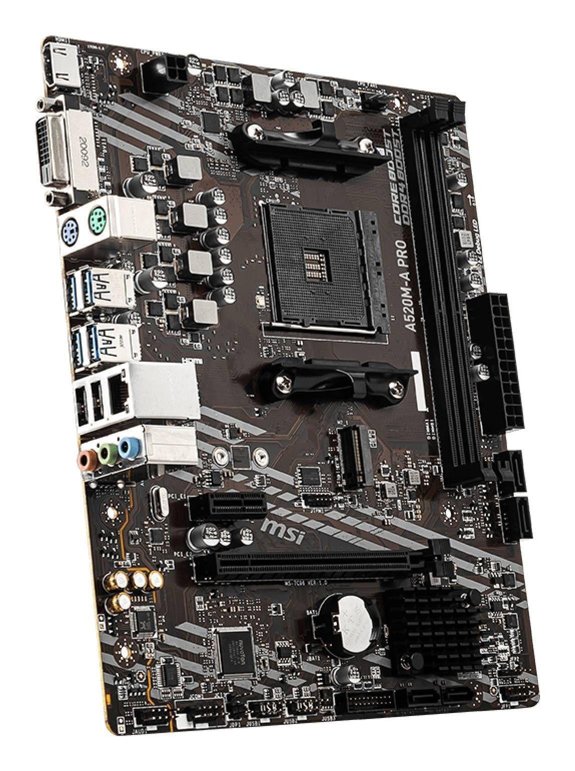 Placa Madre MSI A520M-A PRO Micro ATX, Socket AM4, DDR4, HDMI/DP/VGA, M.2, USB 3.0, Gigabit LAN-1