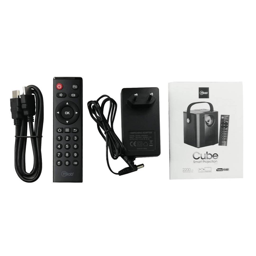Proyector MLab Cube Smart WIFI, 2200 Lumens, HDMI/USB/SD, 1080p-3