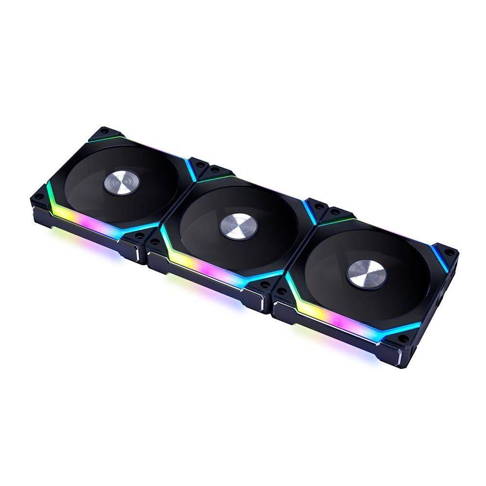 Pack Ventiladores Lian Li Uni Fan SL120 V2 + Controlador RGB, L-Connect, 3 Unidades, Negro-0