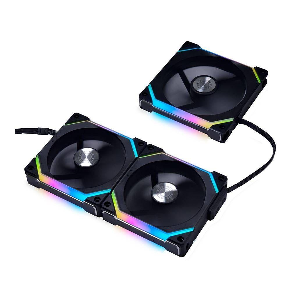 Pack Ventiladores Lian Li Uni Fan SL120 V2 + Controlador RGB, L-Connect, 3 Unidades, Negro-1