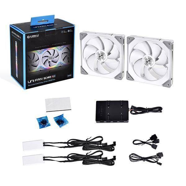 Ventiladores Lian Li Uni Fan SL140, 2 Unidades, 140mm, RGB, PWM, Color Blanco-2