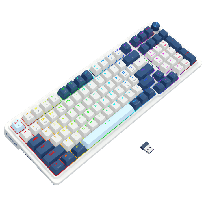 Teclado Gamer Inalámbrico Redragon Eisa K686, 98%, Switch Red, Blanco/Azul, Switch Red, Ingles-3