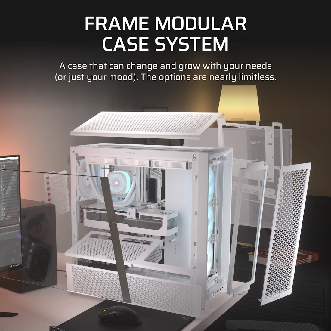 Gabinete Gamer Corsair FRAME 4000D RS ARGB, Modular, Color Blanco-2