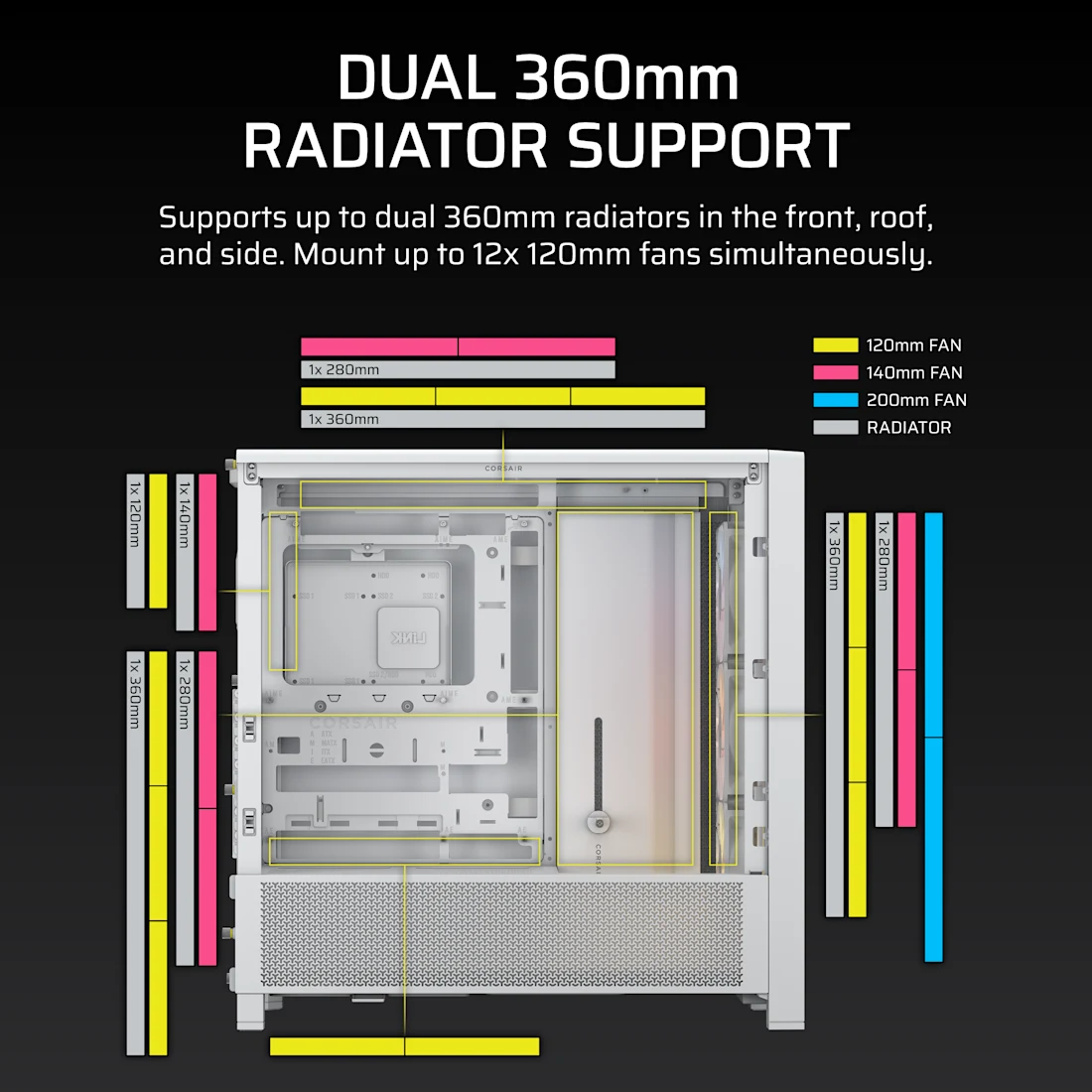 Gabinete Gamer Corsair FRAME 4000D RS ARGB, Modular, Color Blanco-3