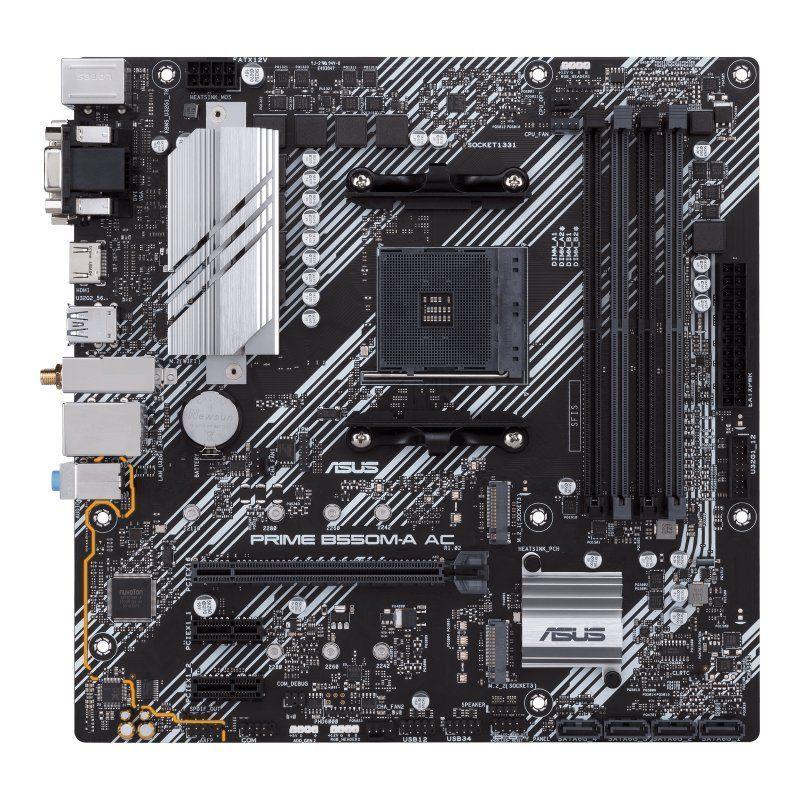 Placa Madre ASUS Prime B550M-A AC, AMD AM4, 4xDIMM DDR4, VGA, DVI-D, HDMI, Wifi, Micro-ATX-1
