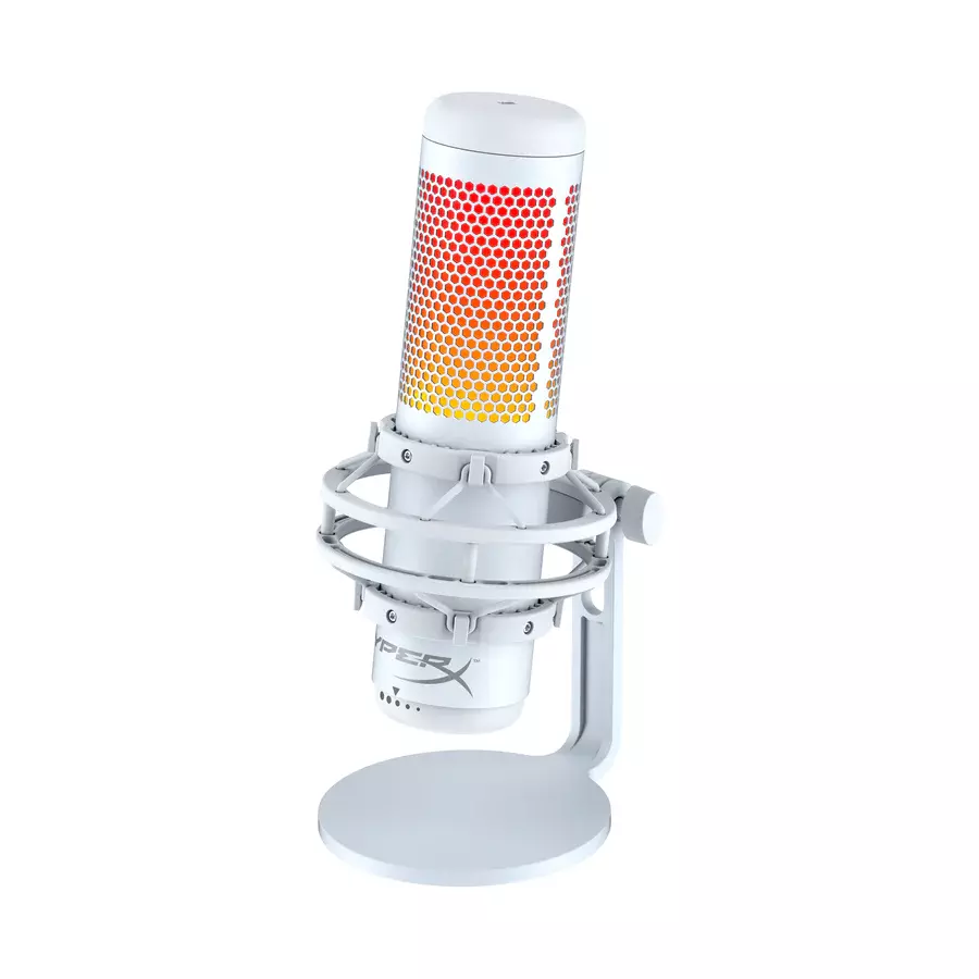 Micrófono Profesional Gamer HyperX QuadCast S RGB, Montura Antivibración, Tres Condensadores, Blanco-1