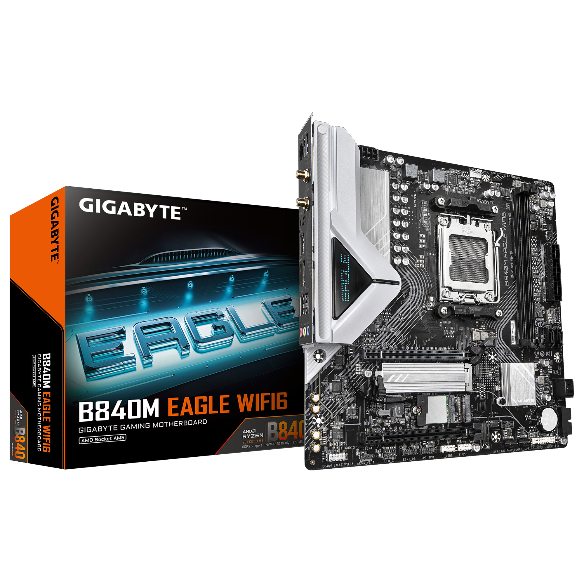 Placa Madre GIGABYTE B840M EAGLE WIFI6, Socket AM5, 2x DDR5, 2x M.2, mATX-0