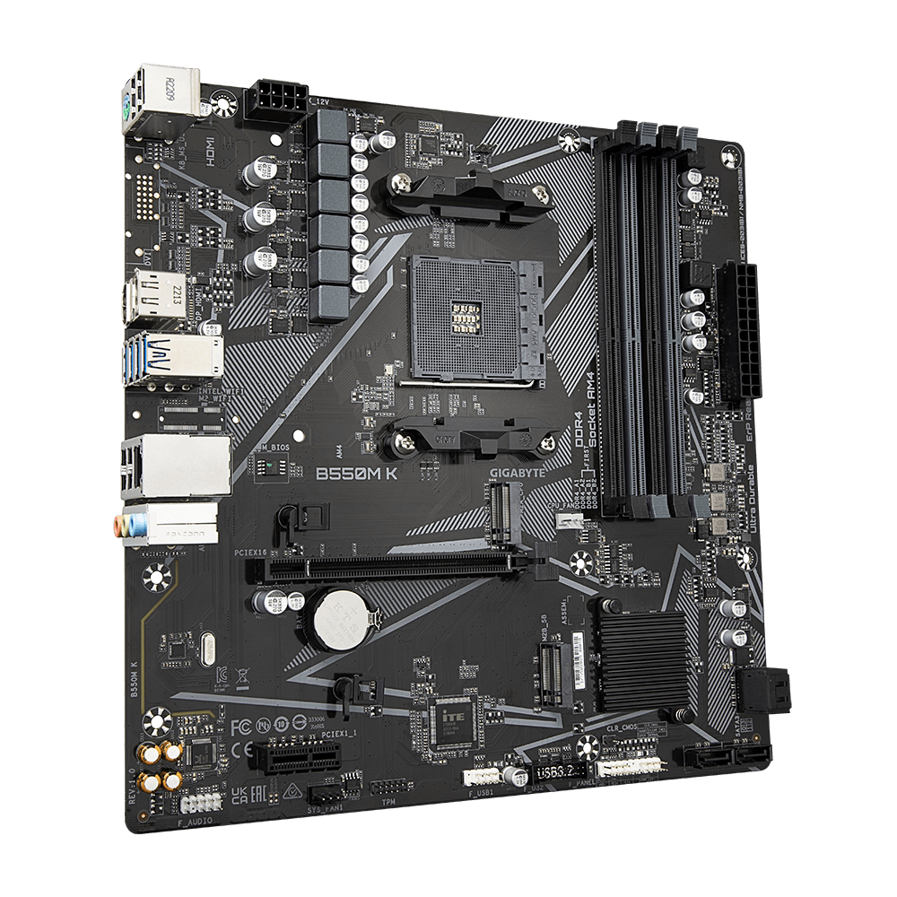 Placa Madre Gigabyte B550M K, AMD Socket AM4, SATA 6Gb/s, Micro-ATX, USB 3.1 Gen 1, PCIe 4.0-2