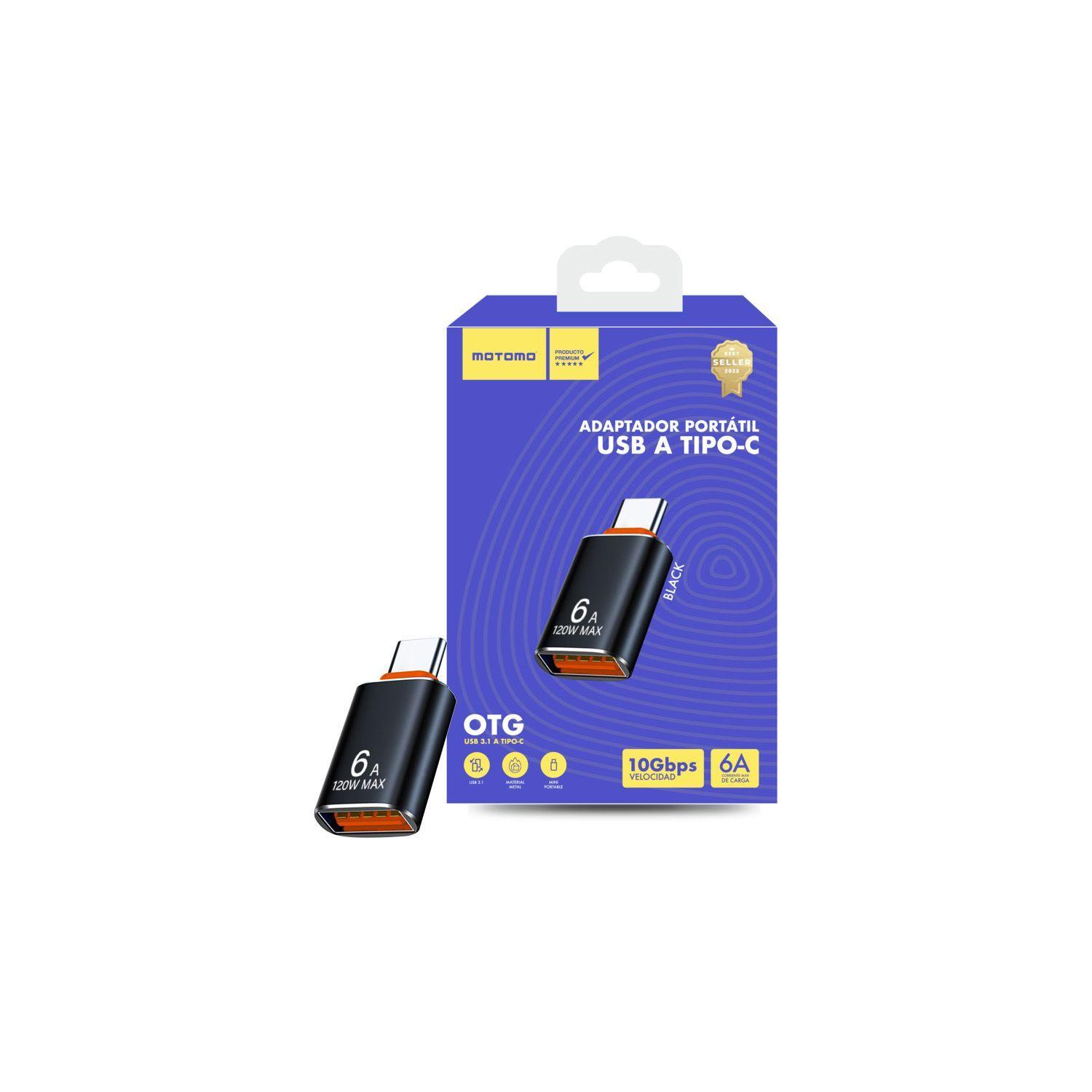 Adaptador USB OTG Motomo, USB-A a USB-C, Negro-0