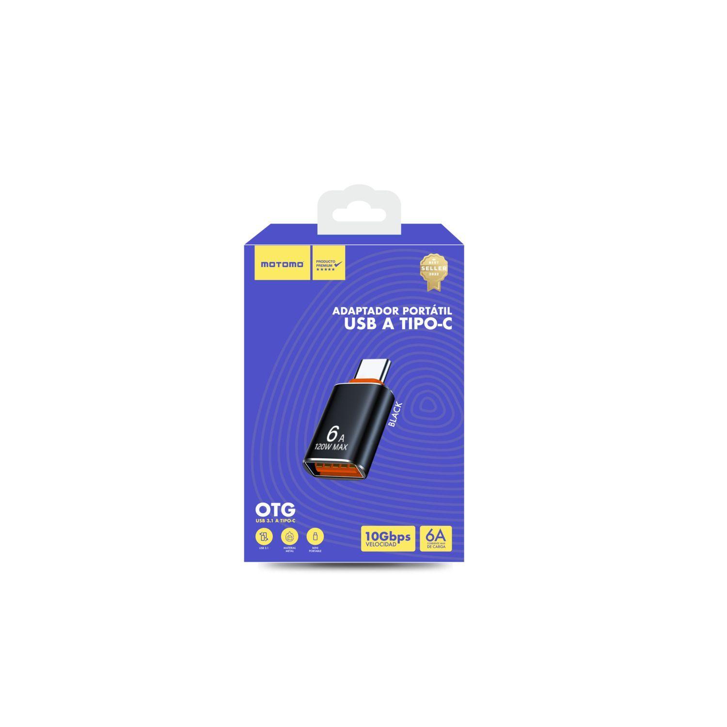 Adaptador USB OTG Motomo, USB-A a USB-C, Negro-2