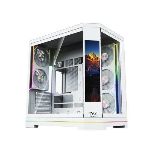 Gabinete XYZ NEUTRON X PRO, ATX, Pantalla 9.1", 5 Ventiladores ARGB, Blanco-2