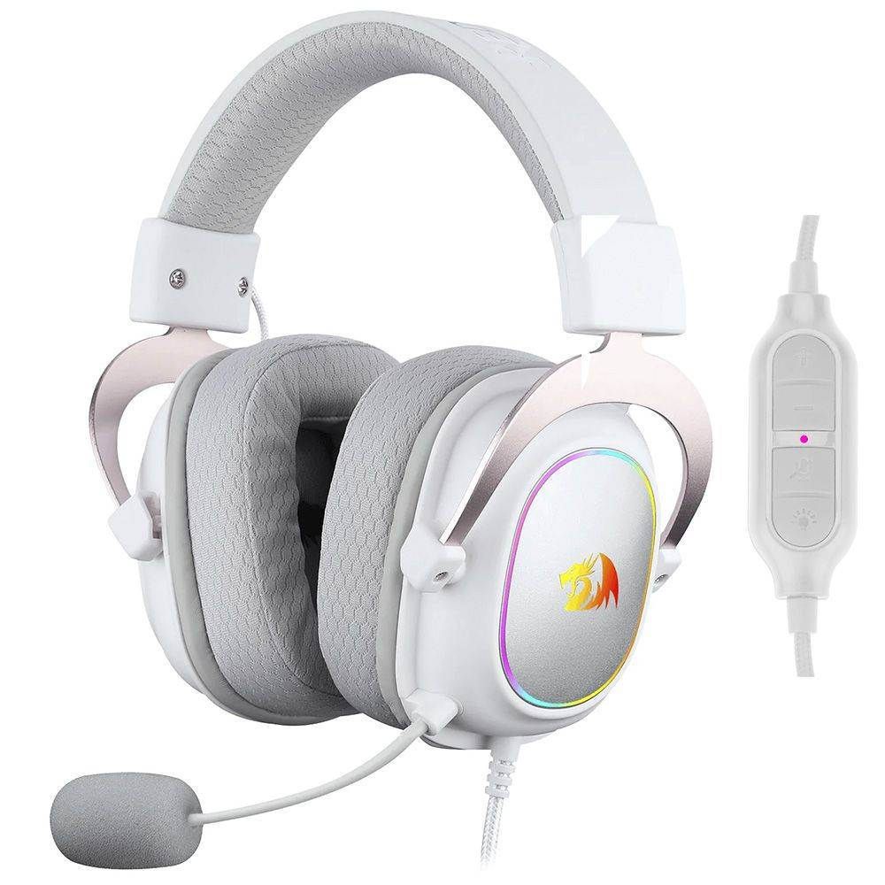 Audífonos Gamer Redragon Zeus X, Over-Ear, USB, 7.1 Surround Virtual, Blanco-0