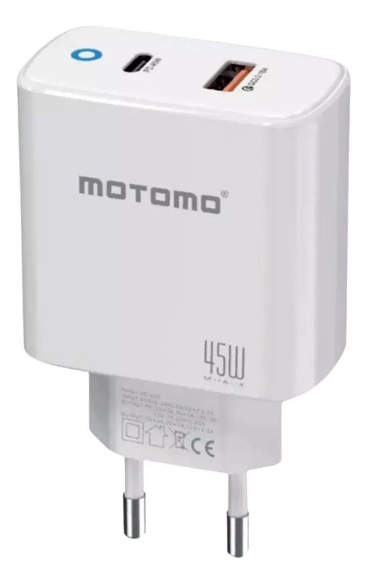  Cargador Motomo CR45W, USB-A, USB-C, Carga Rápida 45W, Color Blanco -1