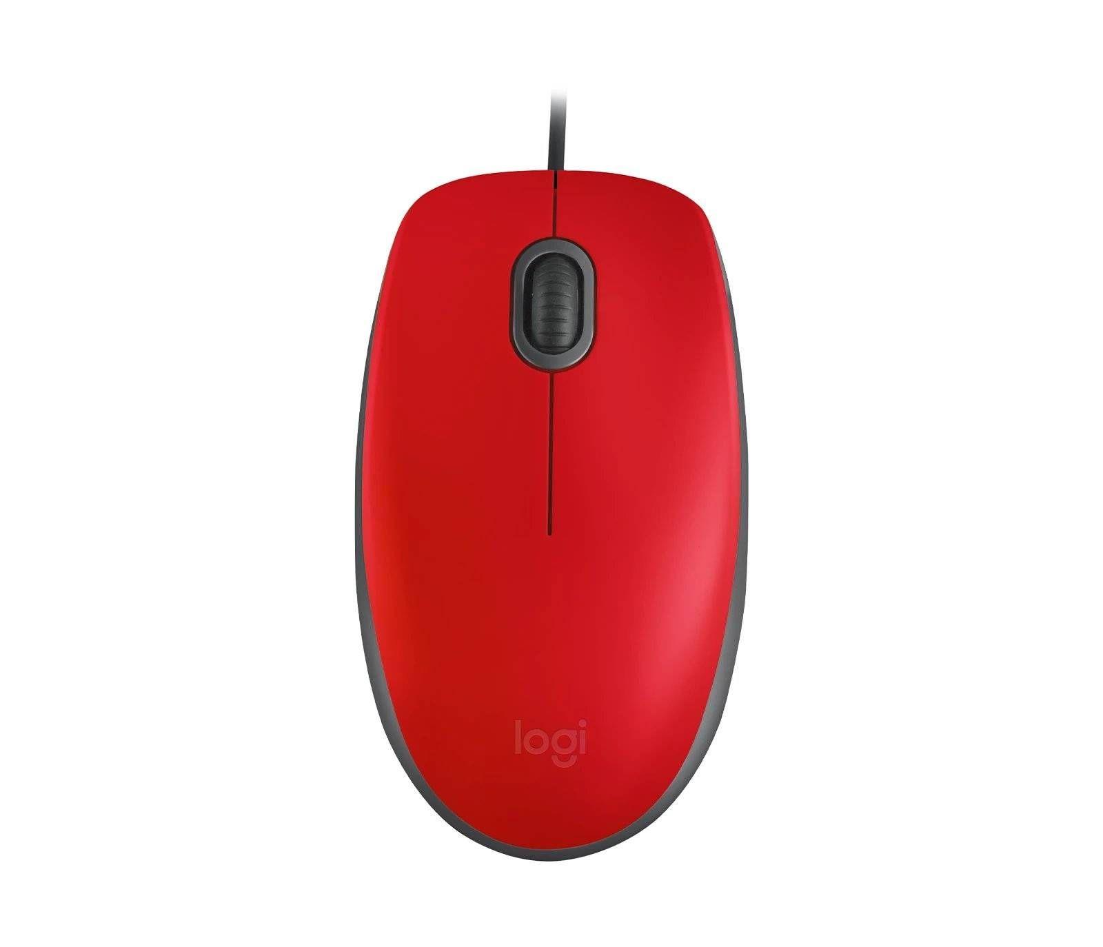 Mouse Logitech M110 SILENT, Tamaño Normal, Rojo-0