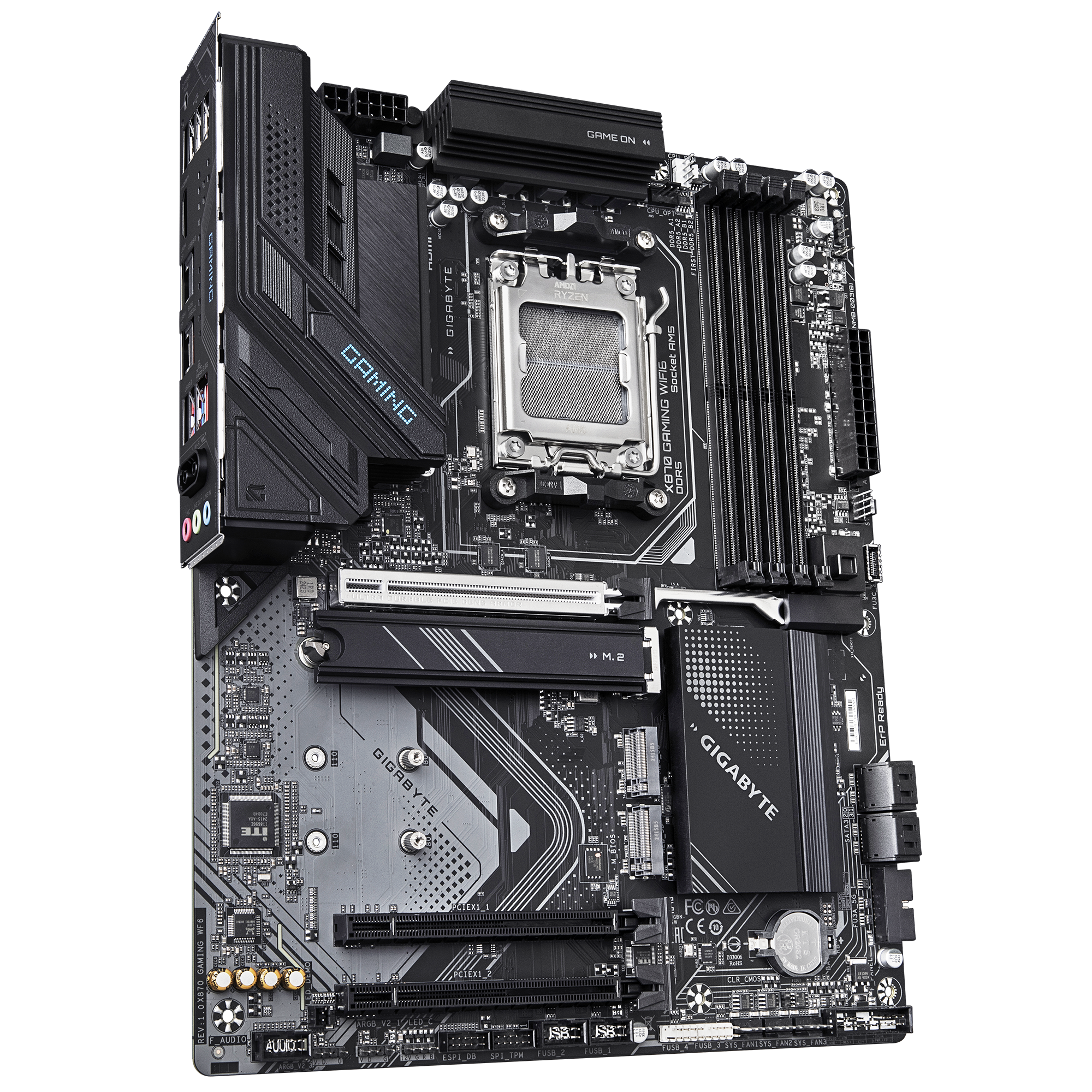 Placa Madre GIGABYTE X870 GAMING WIFI6, Socket AM5, 4x DDR5, 3x M.2, 2.5GbE, USB4-2