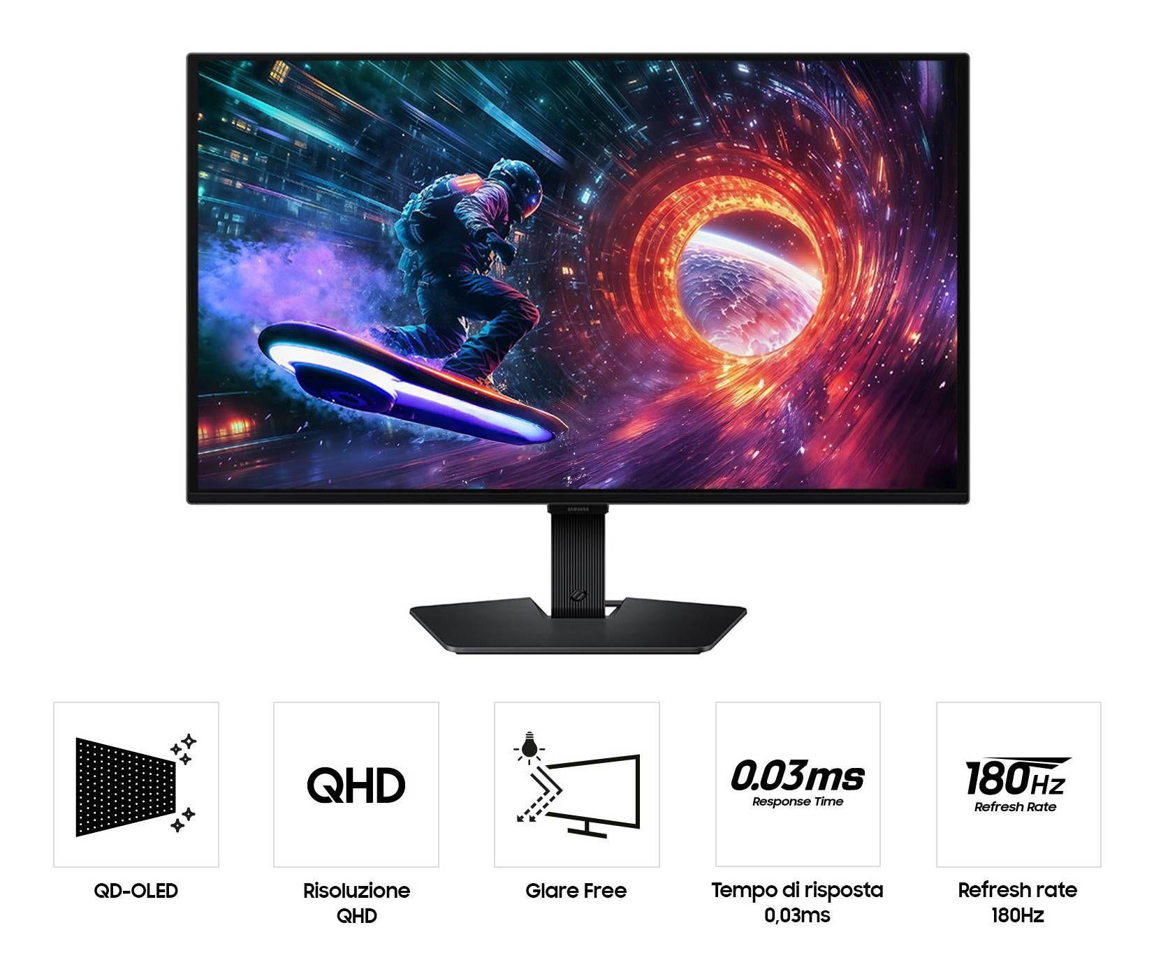Monitor Gamer Plano Samsung Odyssey G5 27" QHD OLED 180Hz 0.03ms HDMI, DP, FreeSync G-SYNC HDR10-3