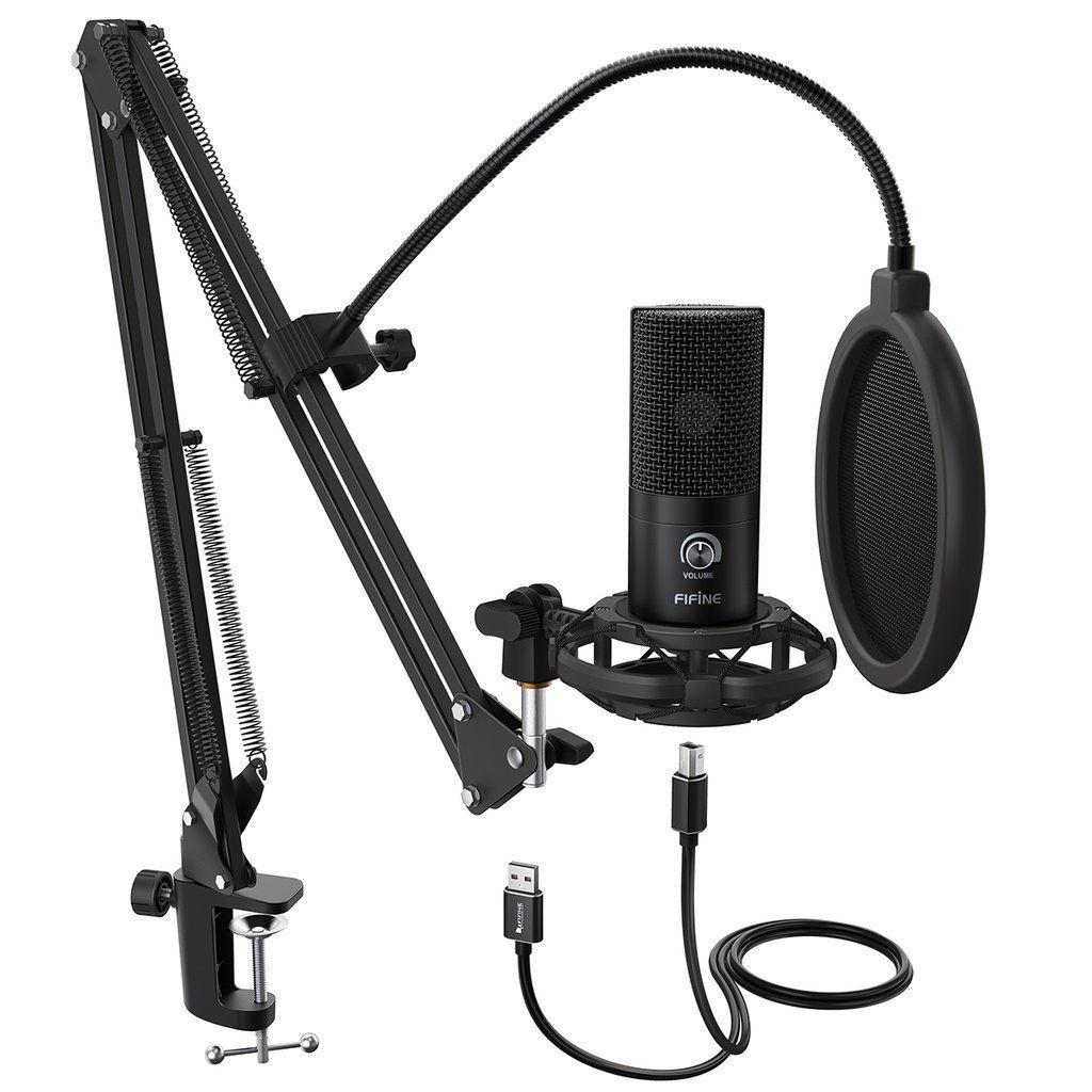 Kit para Streamer Youtuber Tiktoker FIFINE T669 Microfono USB, Incluye soporte de brazo y filtro Pop-0