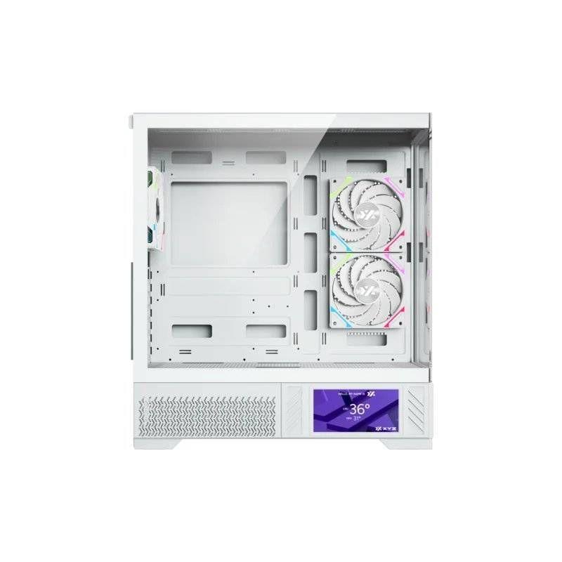 Gabinete Gamer XYZ AURORAX 100 PRO Panel Panor mico Pantalla 5 5 Incluye 3 Fans Blanco-2