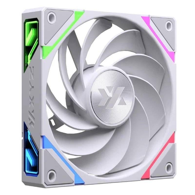 Kit de 3 Ventiladores XYZ VORTEX PRO A-RGB, Conexión en Cadena, Reverse Airflow, 120mm, Blanco-2