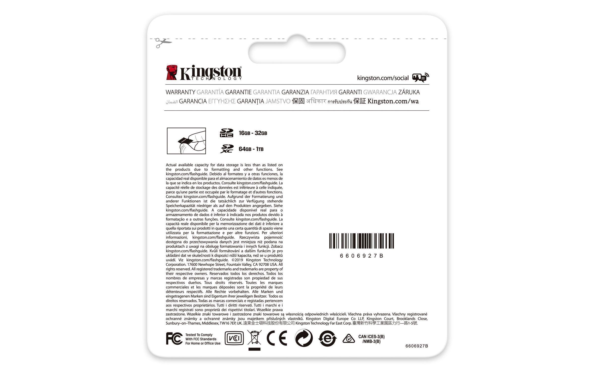 Memoria Flash Kingston Canvas Select Plus,64GB,SD-3