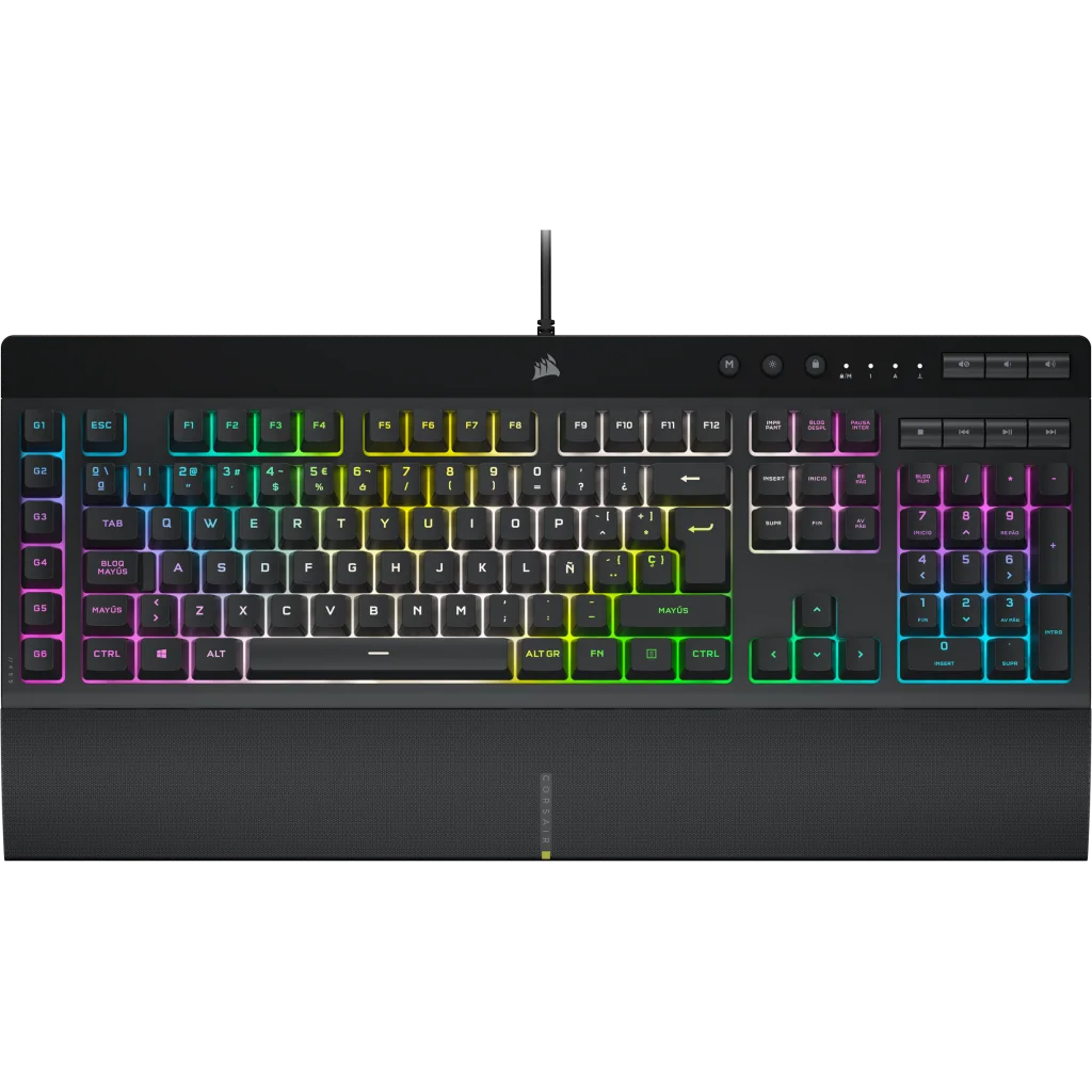 Teclado Gamer Corsair K55 RGB PRO XT (ES), Alámbrico, USB, Color Negro, Español-0