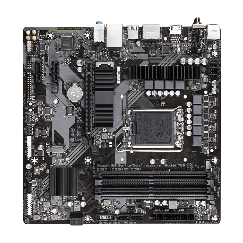 Placa Madre Gigabyte B760M DS3H AX, Micro-ATX, LGA1700, DDR4, M.2, PCI-e 4.0-4
