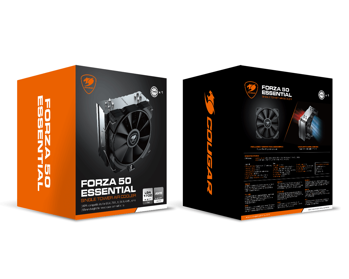 Disipador de CPU Cougar Forza 50 Essential, 155mm, Intel/AMD-4