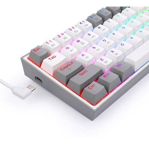 Teclado Mecánico Gamer Redragon Fizz Pro, Wireless, 60%, Switch Redragon Red, Español, White/Grey-2