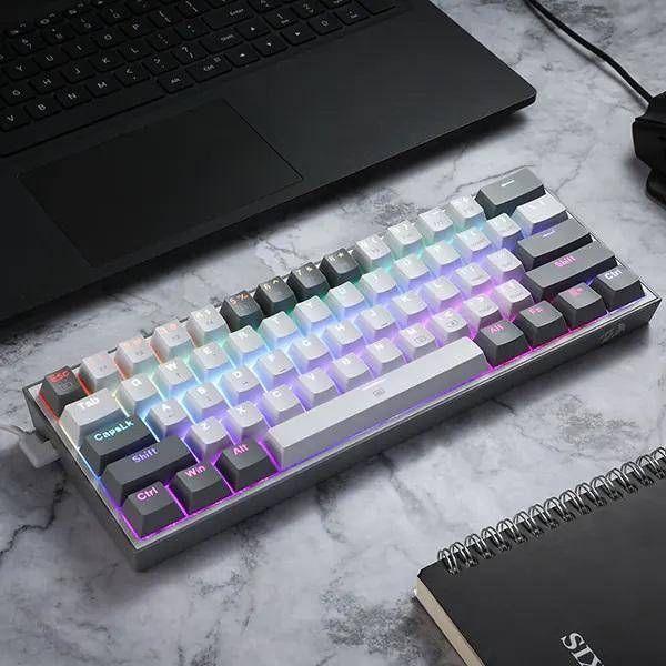 Teclado Mecánico Gamer Redragon Fizz Pro, Wireless, 60%, Switch Redragon Red, Español, White/Grey-3