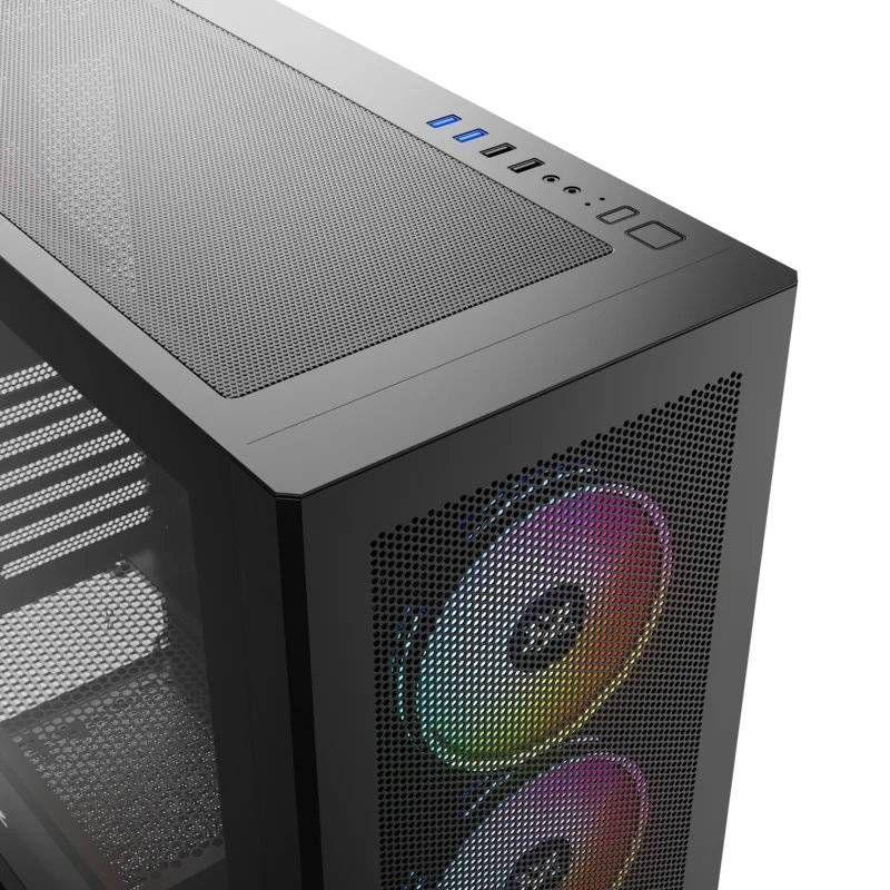Gabinete Gamer XYZ TITANIUM MESH, Mid Tower, Panel Malla, 4 Ventiladores ARGB, Negro-6