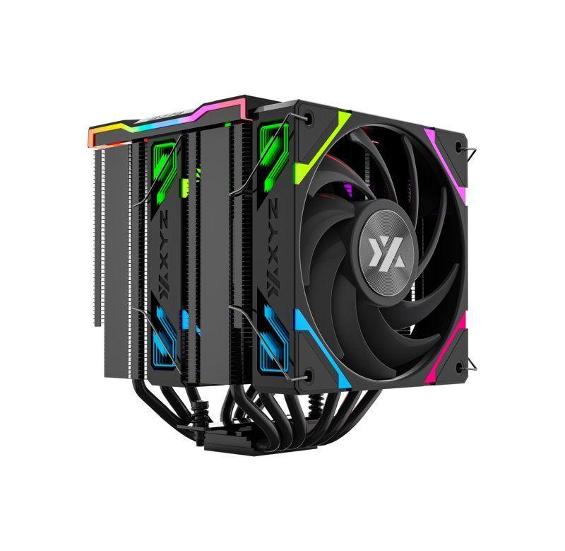 Disipador para CPU XYZ THERMAX 6 PRO DUO, 2x 120mm, 6 Heatpipes, Pantalla T°, Intel/AMD, Negro-0