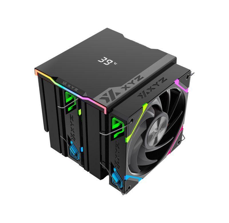 Disipador para CPU XYZ THERMAX 6 PRO DUO, 2x 120mm, 6 Heatpipes, Pantalla T°, Intel/AMD, Negro-4