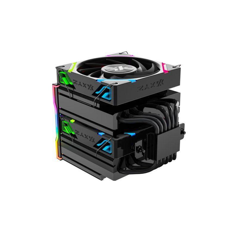 Disipador para CPU XYZ THERMAX 6 PRO DUO, 2x 120mm, 6 Heatpipes, Pantalla T°, Intel/AMD, Negro-5