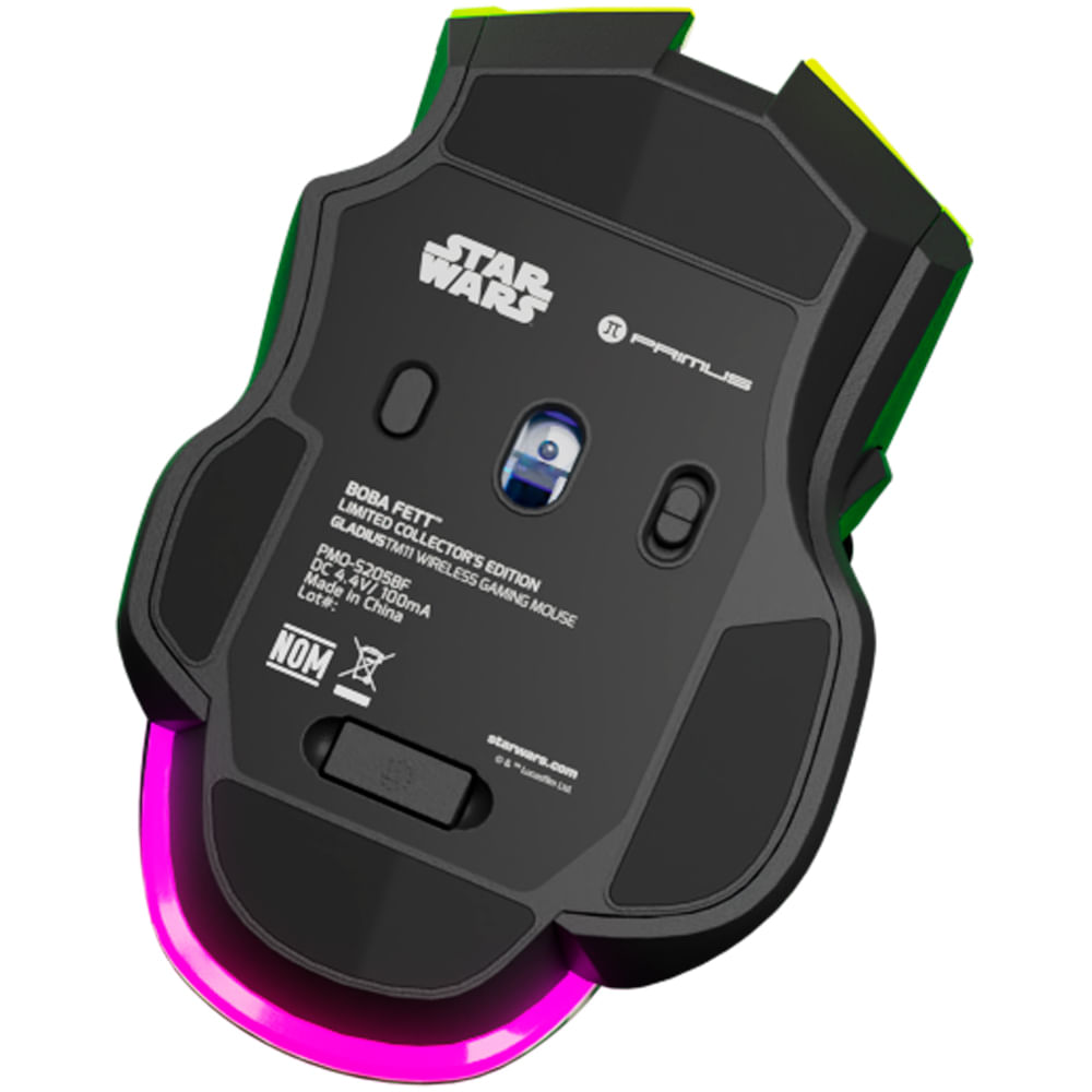 Mouse inal mbrico Primus Gladius TM11 PMO S205BF trimodo 12K DPI RGB Boba Fett-2